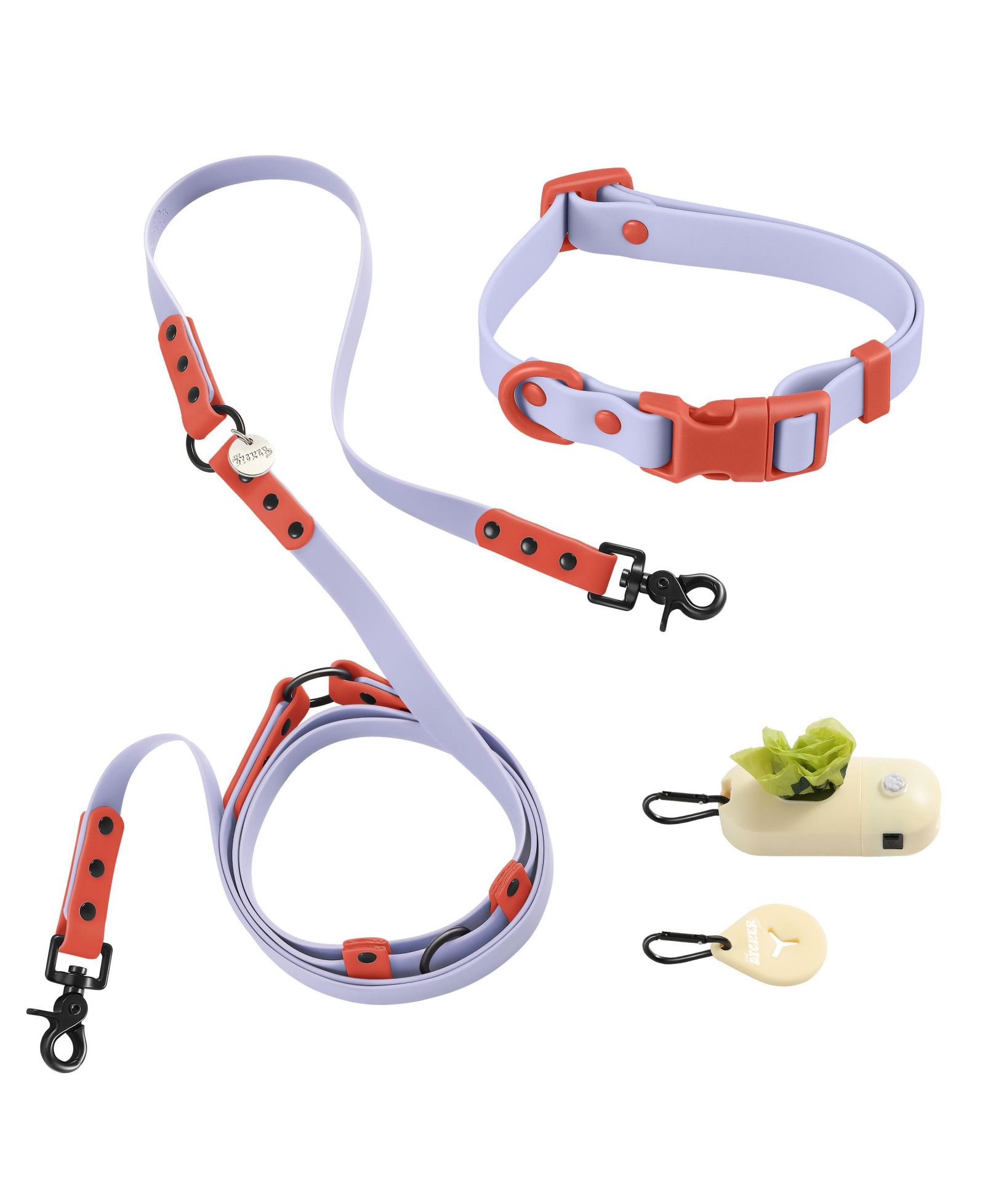 THE LICKER STORE Luna водонепроницаемый поводок 6-в-1 с регулировкой 8FT, с LED фонариком, диспенсером и держателем для пакетов