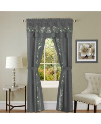 Комплект штор Kate Aurora 5 Pieces Window in a Bag Embroidered Floral Country Flax Sheer Curtain and Valance