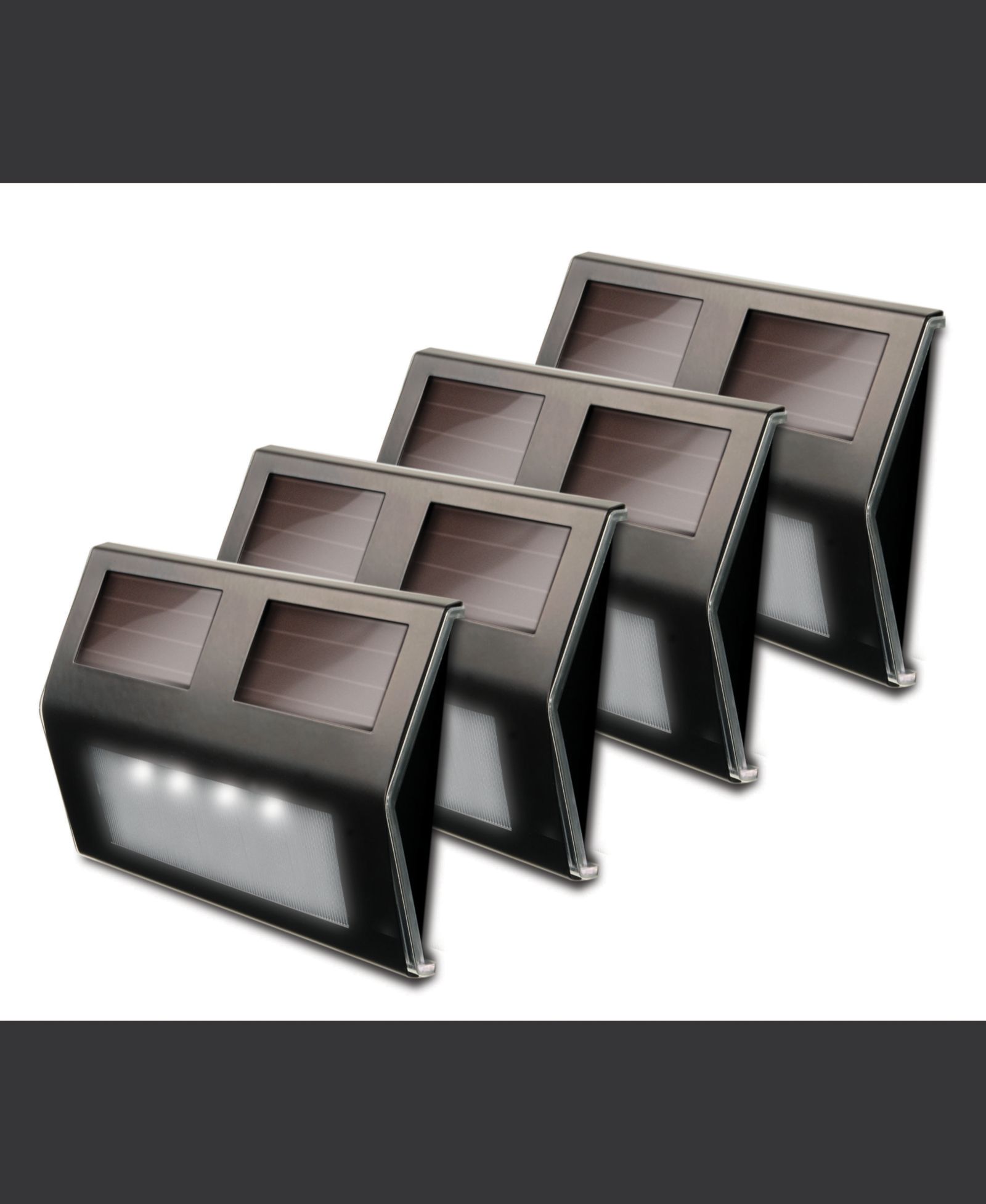 MAXSA Innovations 4 Lights Solar Metal LED Deck Light