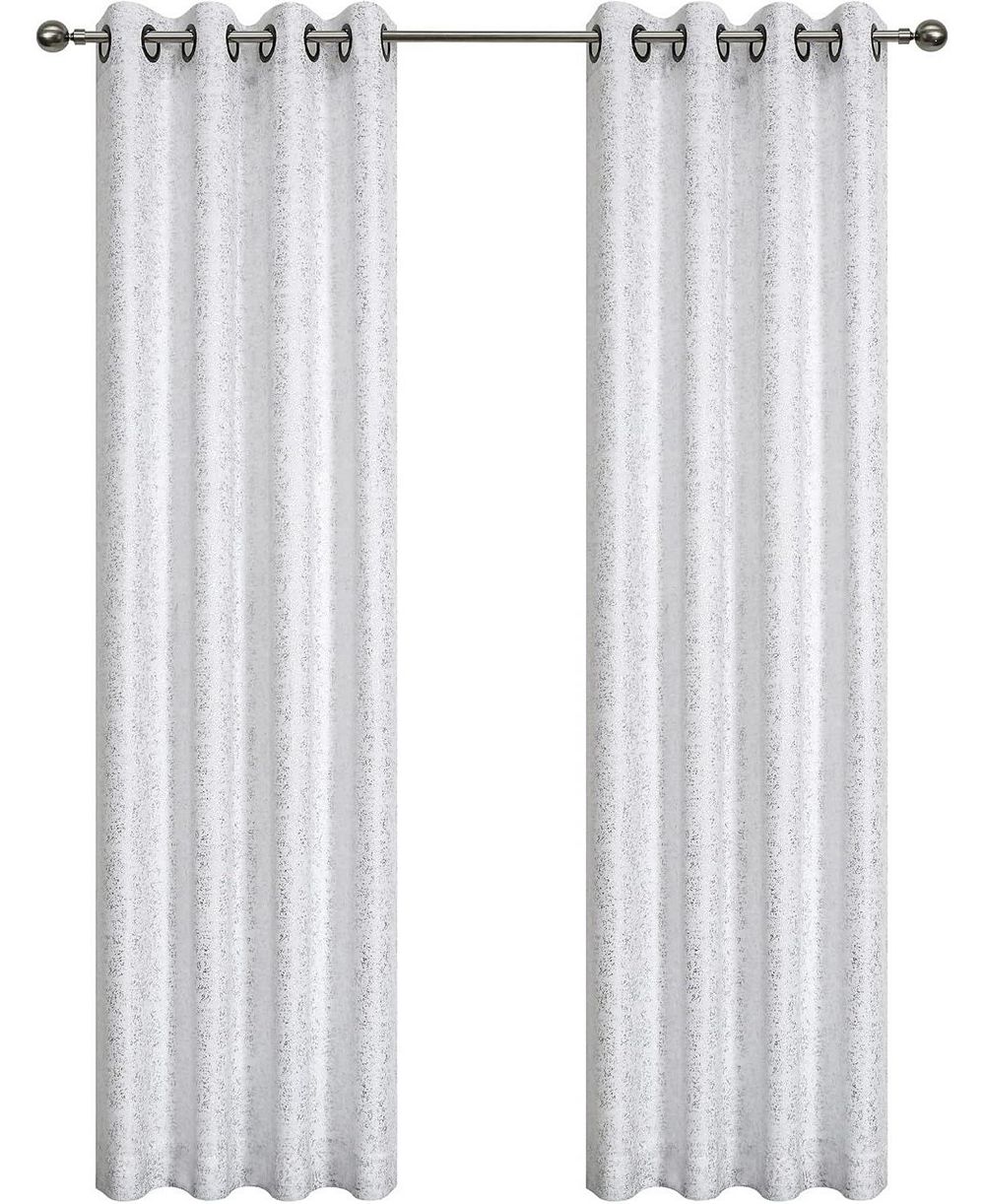 Kate Aurora 2 Piece Metallic Sparkle Thermal Grommet Blackout Curtain Panels