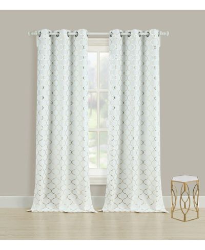 Kate Aurora Комплект из 2 штор с люверсами, хлопок с металлическим узором Quatrefoil, 38 in. W x 63 in. L, Gold