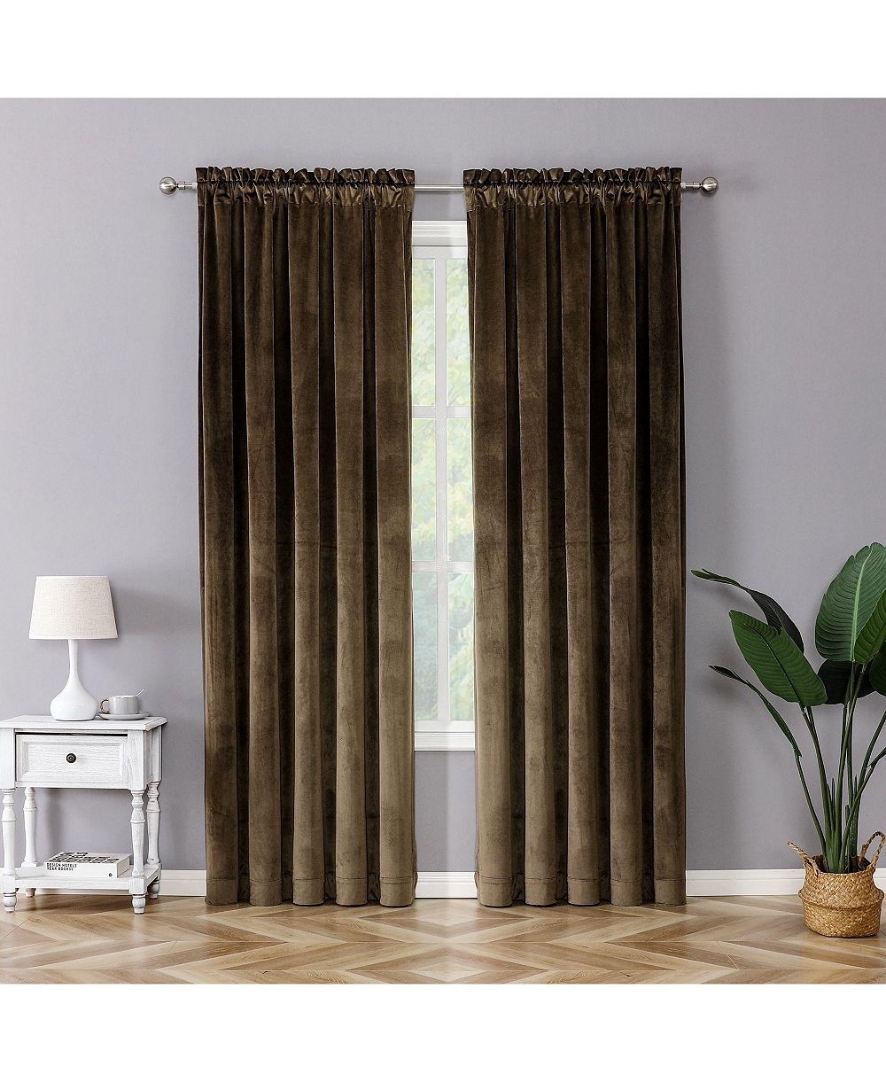 Kate Aurora 1 Piece Kathleen Light Filtering Grommet Top Embossed Fern Leaves Jacquard Window Curtain Panel, Taupe