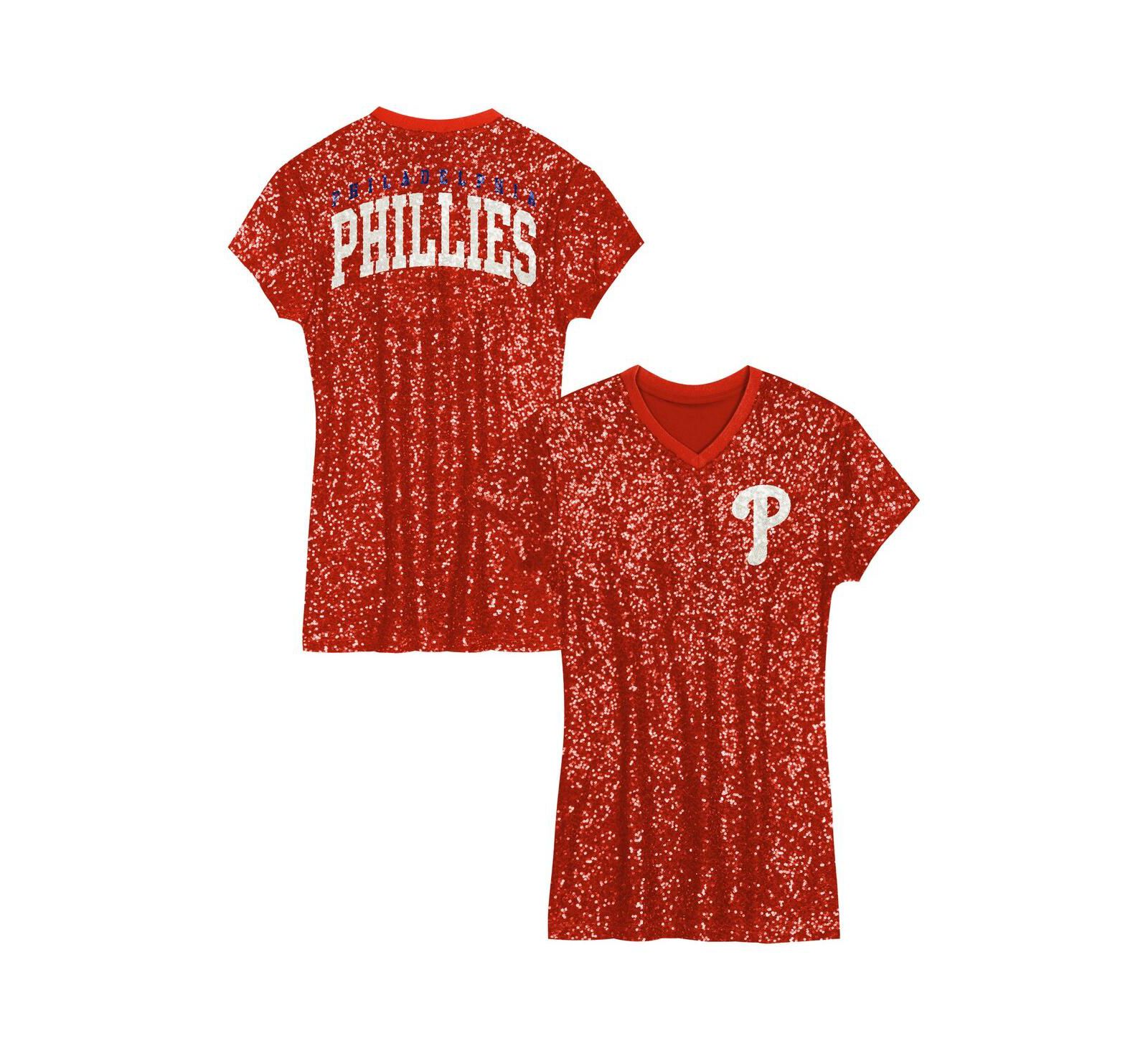 Детское платье Outerstuff Big Girls Red Philadelphia Phillies Sequin V-Neck