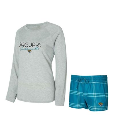 Комплект Concepts Sport Women's 2-Piece Teal/Gray Jacksonville Jaguars Petition Raglan Long Sleeve Top и шорты