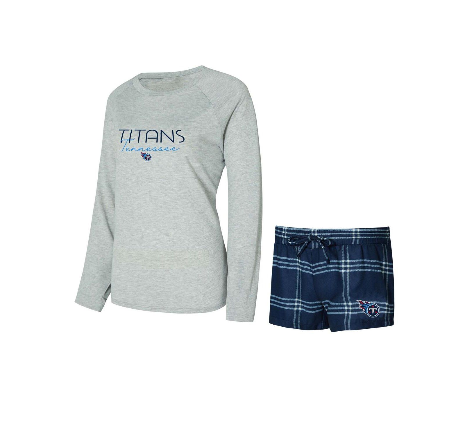 Concepts Sport Women's 2-Pieace Navy/Gray Tennessee Titans Petition Raglan Long Sleeve Top and Shorts Set