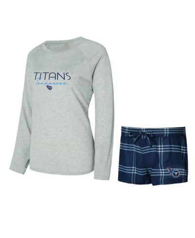 Concepts Sport Women's 2-Pieace Navy/Gray Tennessee Titans Petition Raglan Long Sleeve Top and Shorts Set