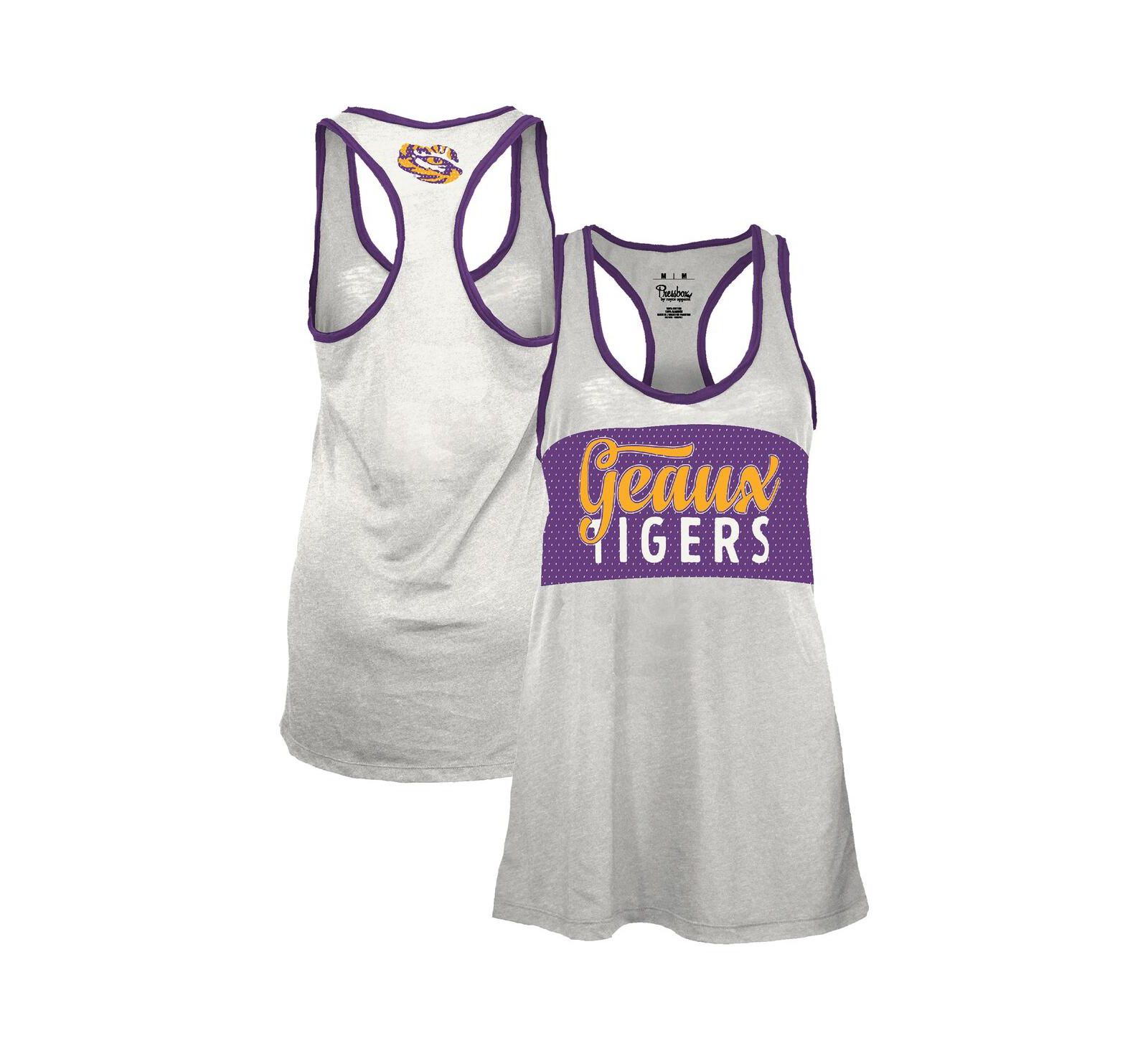 Женский топ Pressbox LSU Tigers Tracy Racerback Burnout, белый/фиолетовый