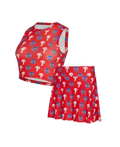 Женский комплект Concepts Sport Red Philadelphia Phillies Knit Tank Top and Skort Set