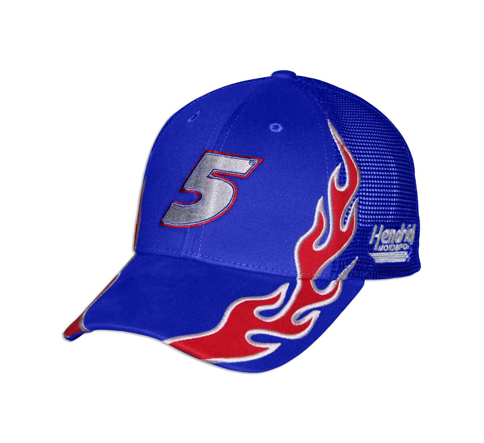 Кепка Checkered Flag Sports Blue Kyle Larson HendrickCars.com Flame Trucker Adjustable Hat