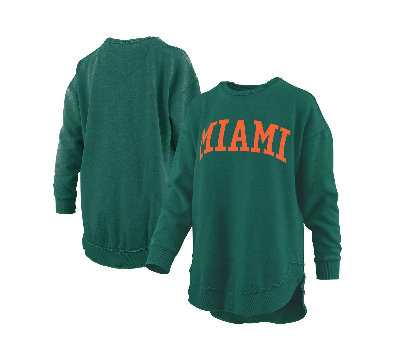 Женский флисовый свитшот Pressbox Green Miami Hurricanes Mélange Poncho Vintage