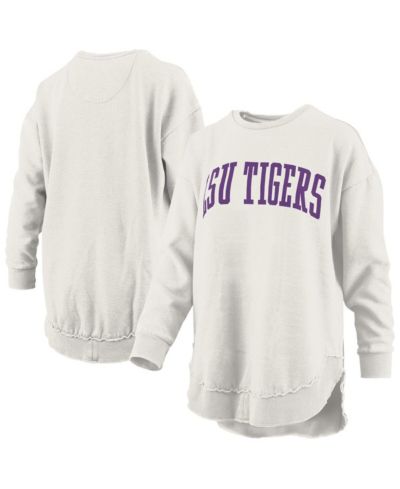 Pressbox Women's Oatmeal LSU Tigers Mélange Poncho Vintage Fleece Long Sleeve Pullover Sweatshirt