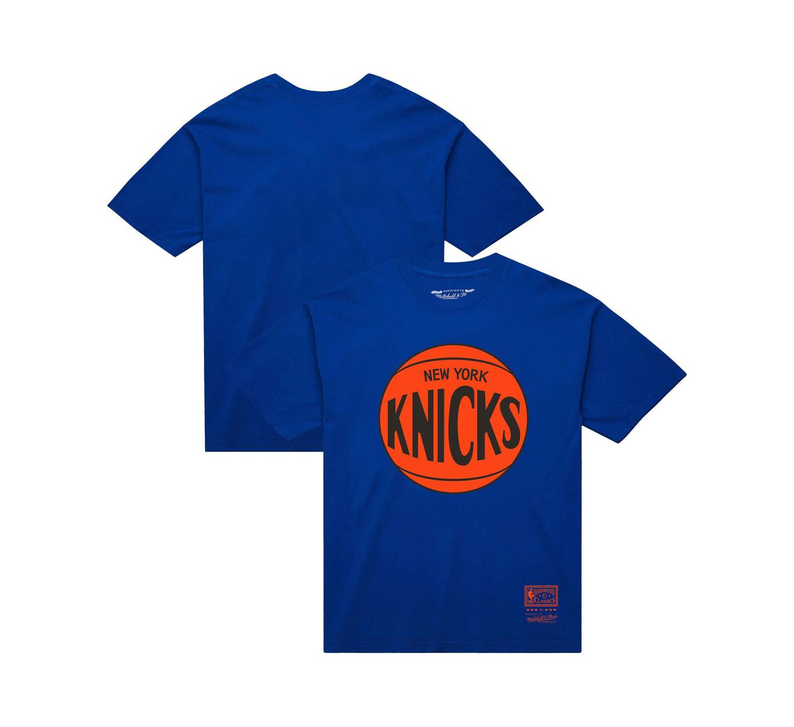 Mitchell & Ness Men's and Women's Blue New York Knicks Hardwood Classics MVP Logo T-Shirt