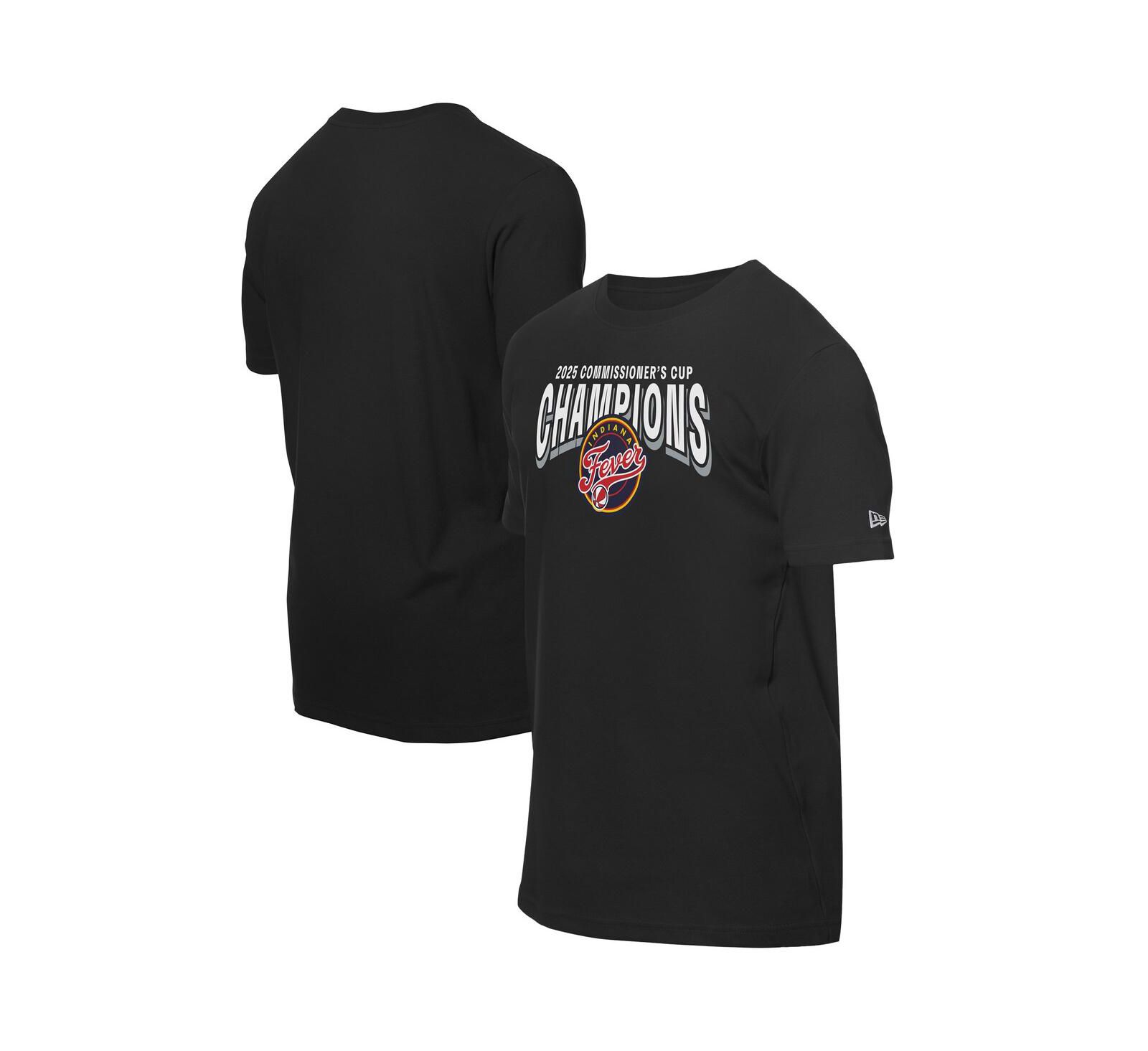 New Era Мужская и Женская футболка Black Indiana Fever 2025 WNBA Commissioner's Cup Champions