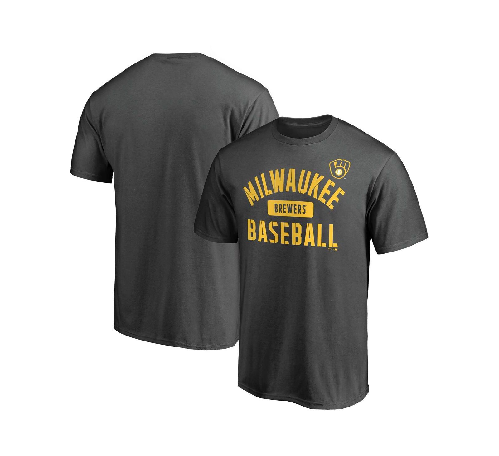 Мужская футболка Fanatics Mto Label Charcoal Milwaukee Brewers Iconic Primary Pill
