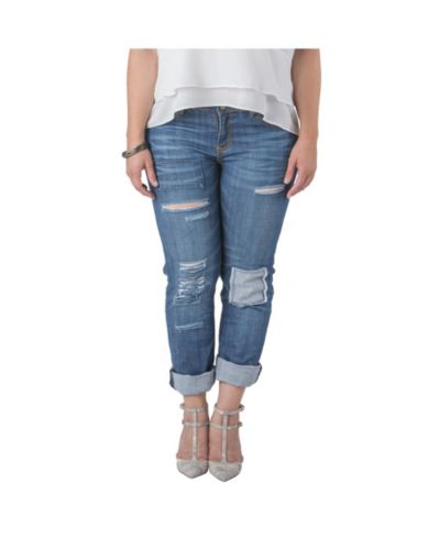 Женские джинсы Standards & Practices Plus Size Distressed And Patched Boyfriend
