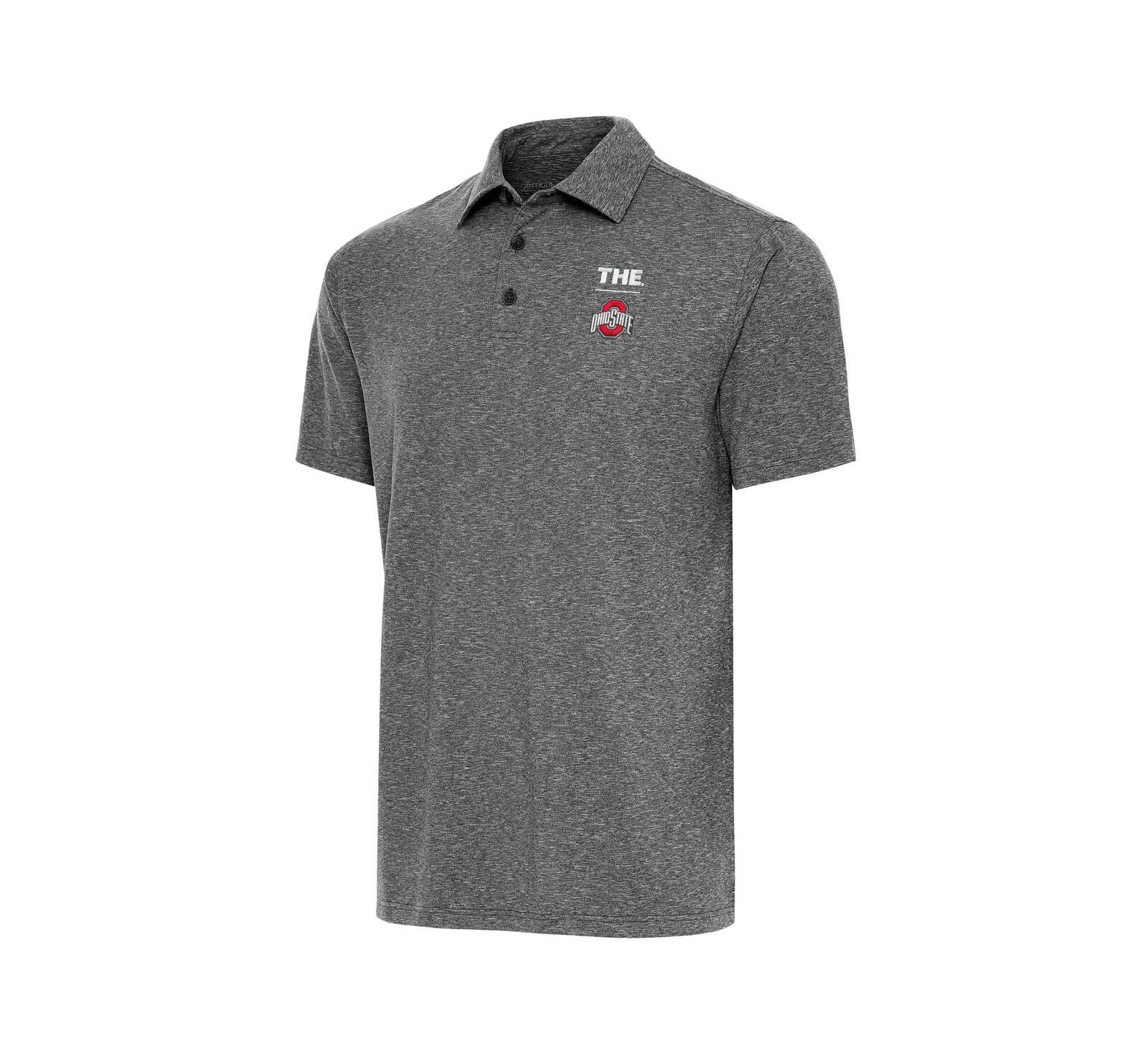 Antigua Men's Heather Black Ohio State Buckeyes THE Par 3 Polo Shirt