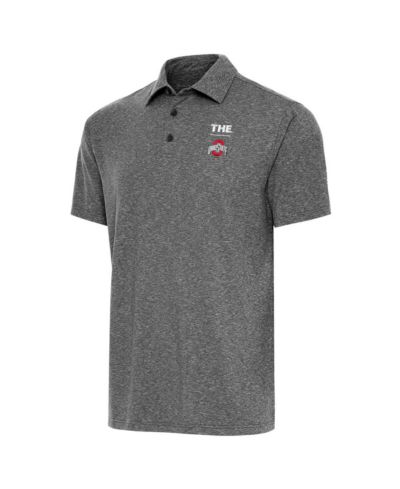 Поло рубашка Antigua Men's Heather Black Ohio State Buckeyes THE Par 3 Polo Shirt
