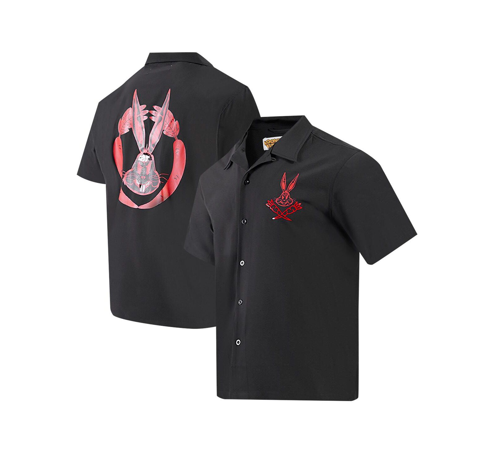 Freeze Max Men's Black Looney Tunes Bugs Bunny Melted Skeleton Button-Up Shirt