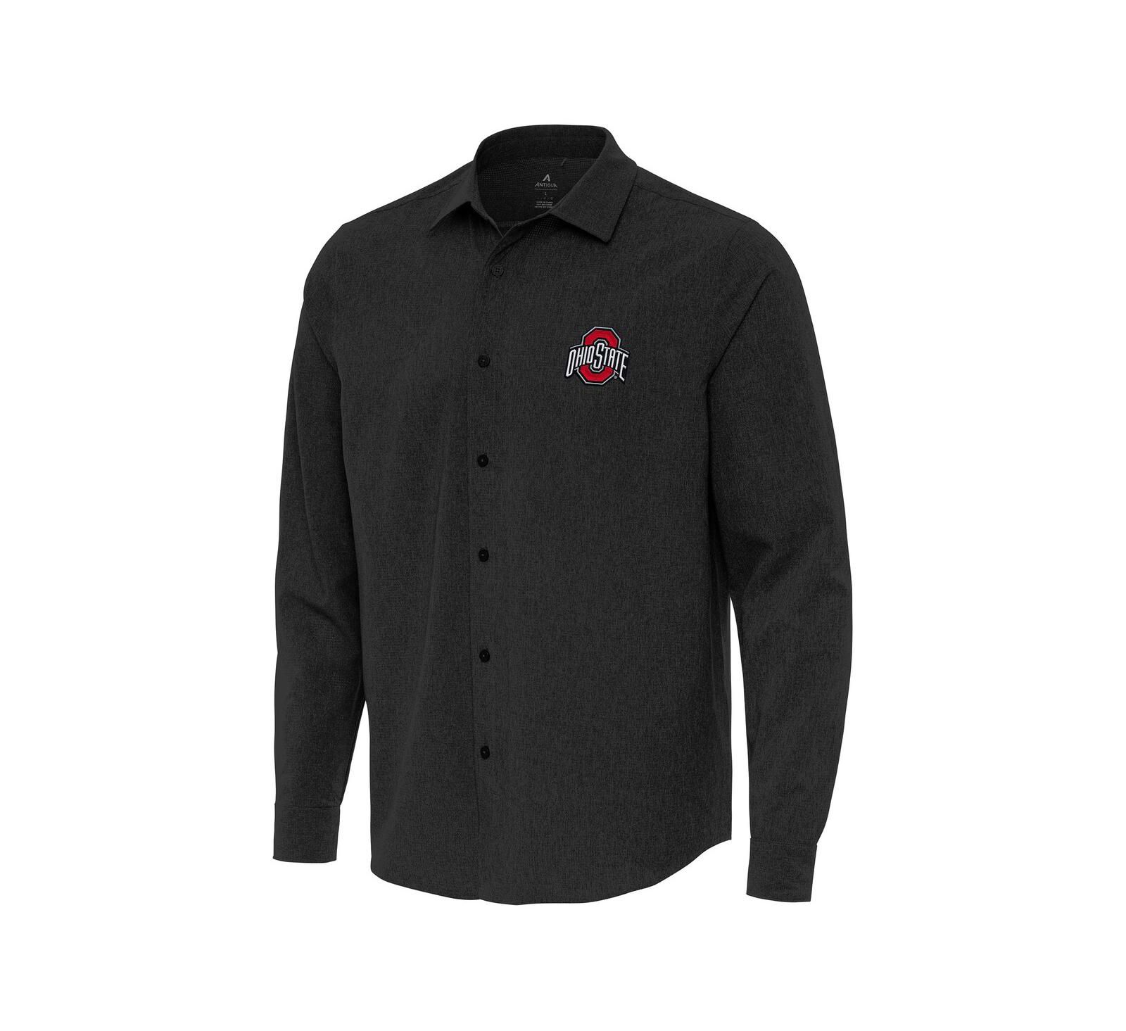 Antigua Мужская рубашка Antigua Black Ohio State Buckeyes Exposure Woven Long Sleeve Button-Up