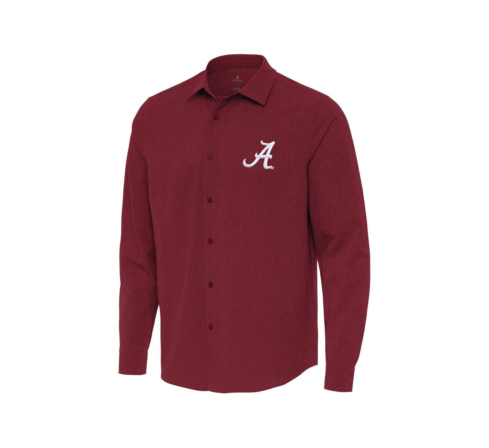Antigua Men's Cardinal Alabama Crimson Tide Exposure Woven Long Sleeve Button-Up Shirt