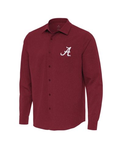 Antigua Men's Cardinal Alabama Crimson Tide Exposure Woven Long Sleeve Button-Up Shirt