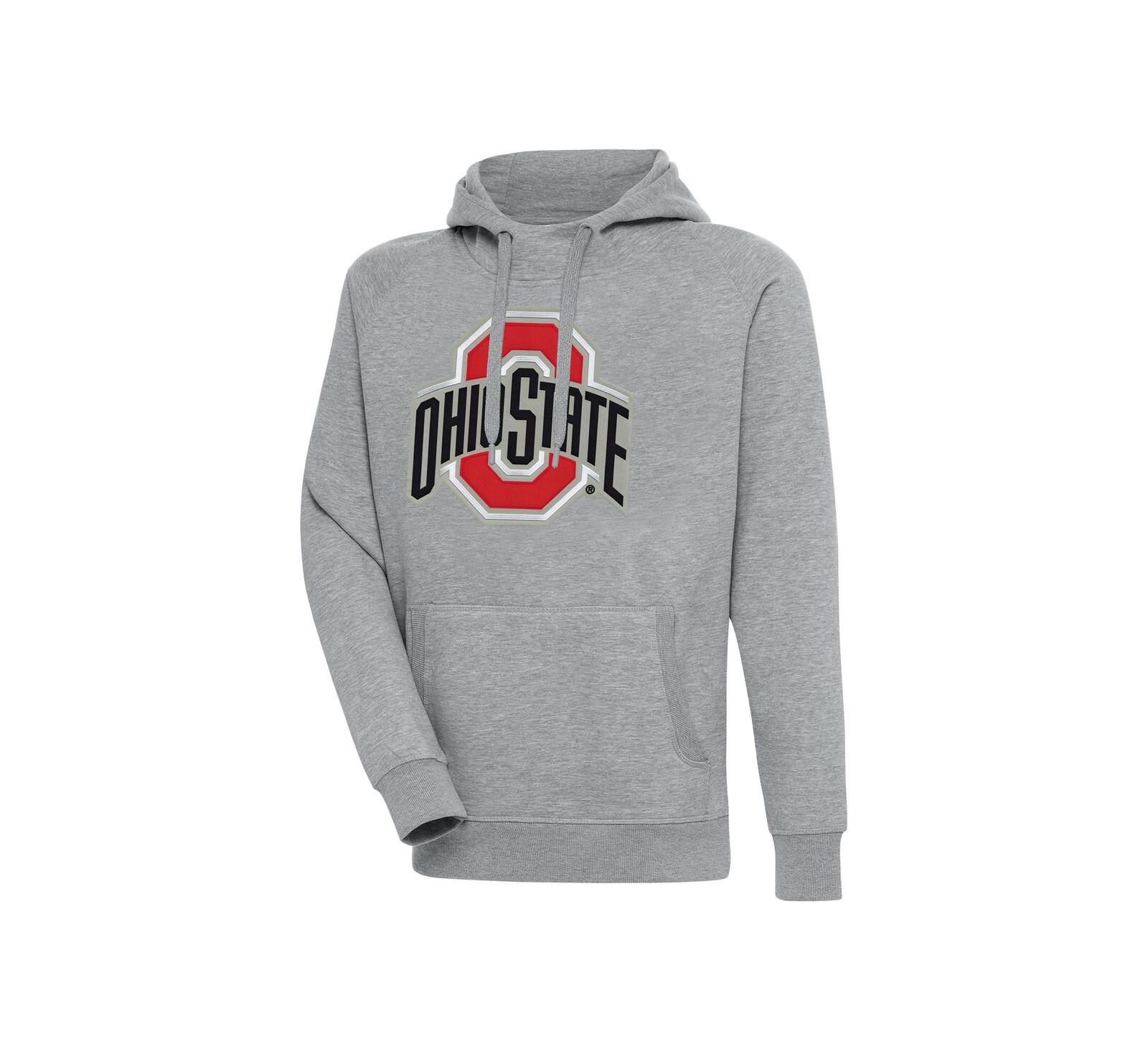 Мужское худи Antigua Ohio State Buckeyes Victory Pullover серое