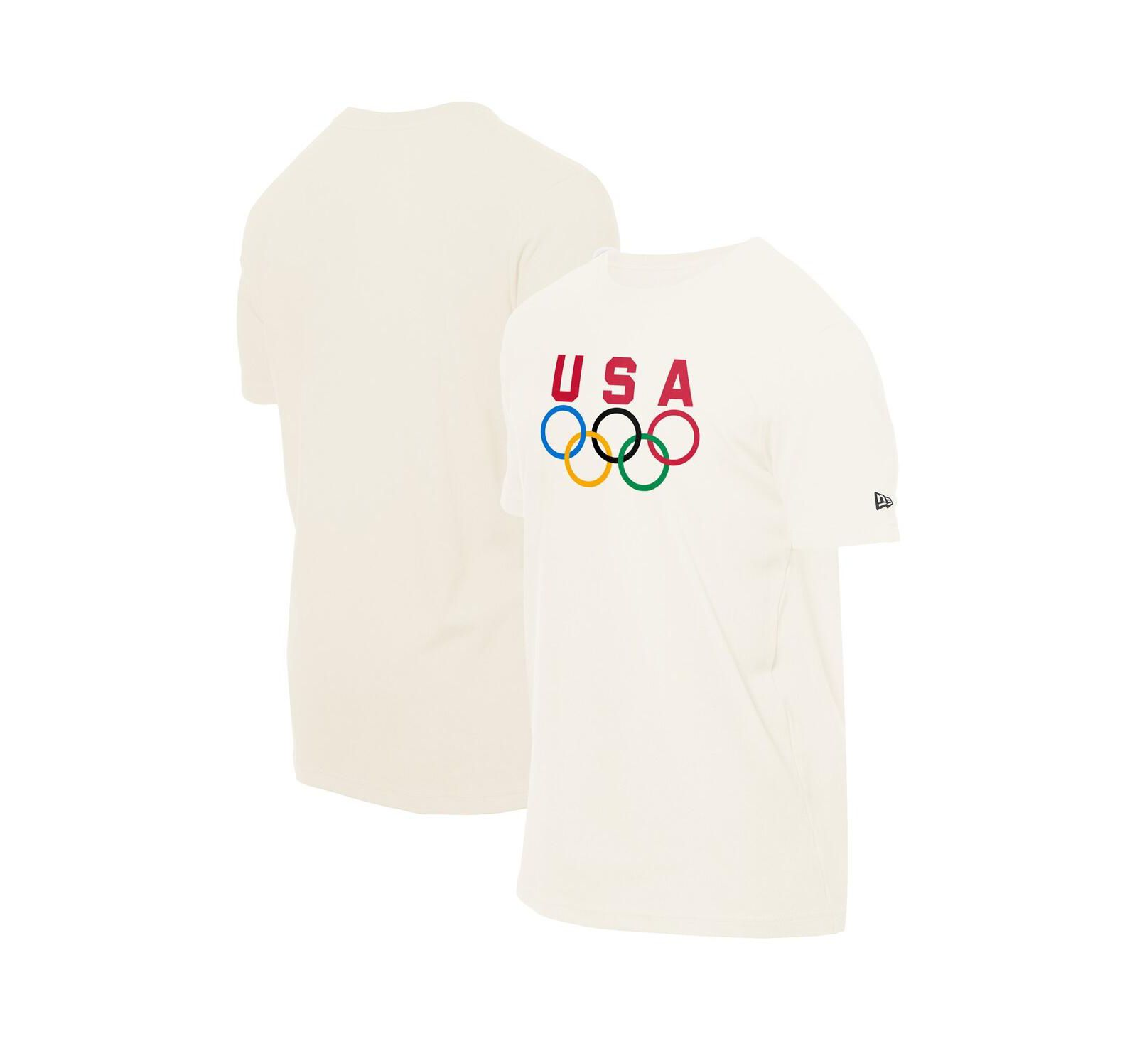 New Era Men's Cream Team USA 5 Rings Chrome T-Shirt
