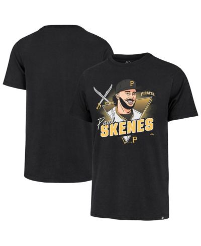Мужская футболка '47 Brand Paul Skenes Black Pittsburgh Pirates Player Caricature Franklin