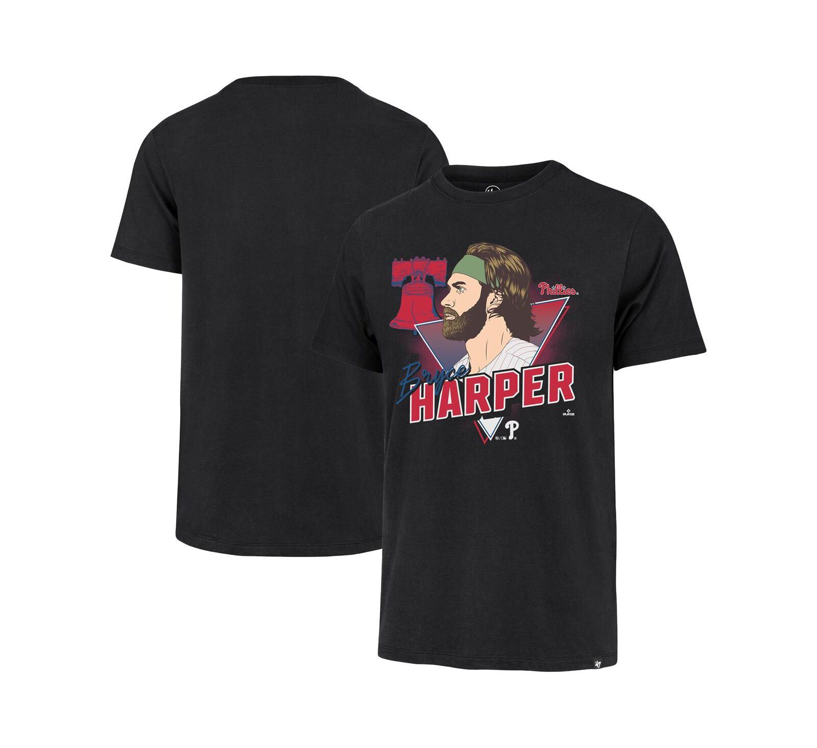 Футболка '47 Brand Men's Bryce Harper Black Philadelphia Phillies Player Caricature Franklin Мужская
