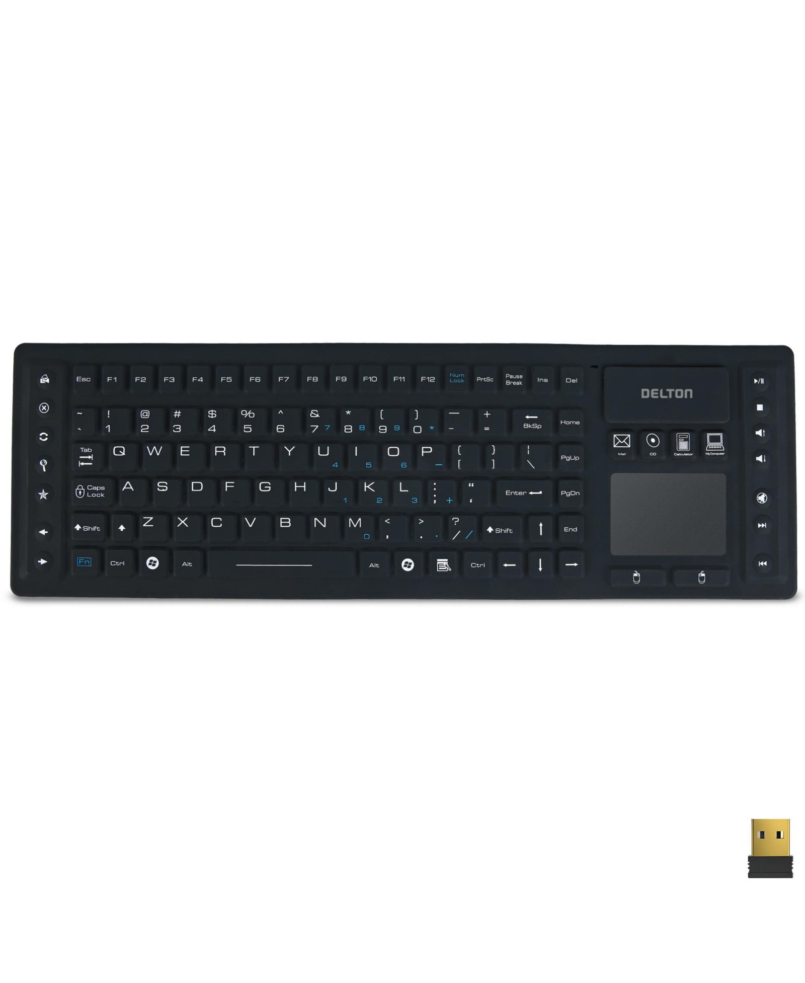 Delton M90 Wireless Integrated Touchpad Medical-Grade Keyboard and Mouse for Windows, Mac, Chrome OS, and Linux