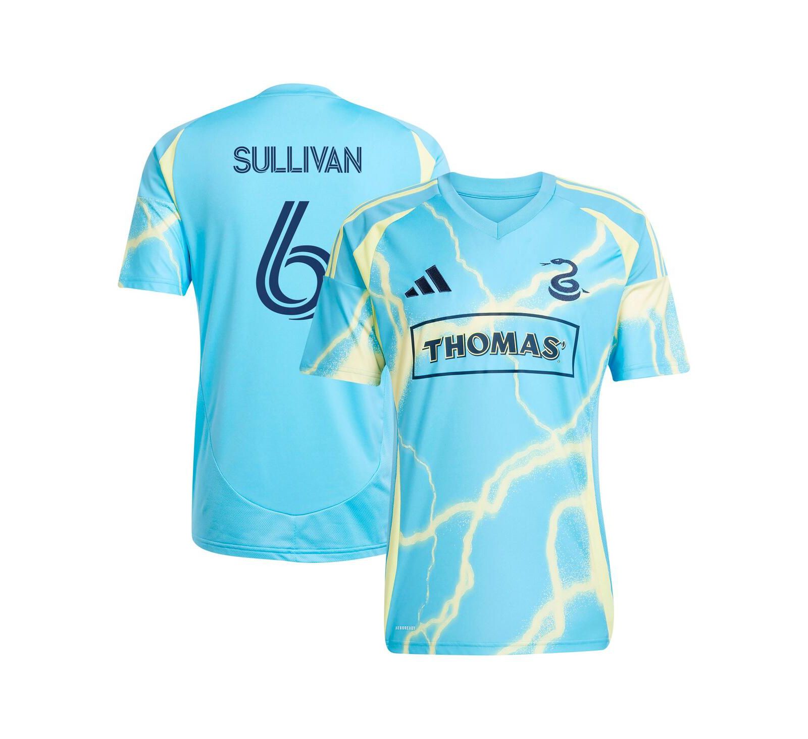 Мужская джерси Adidas Cavan Sullivan Blue Philadelphia Union 2025 The Voltage Kit Replica