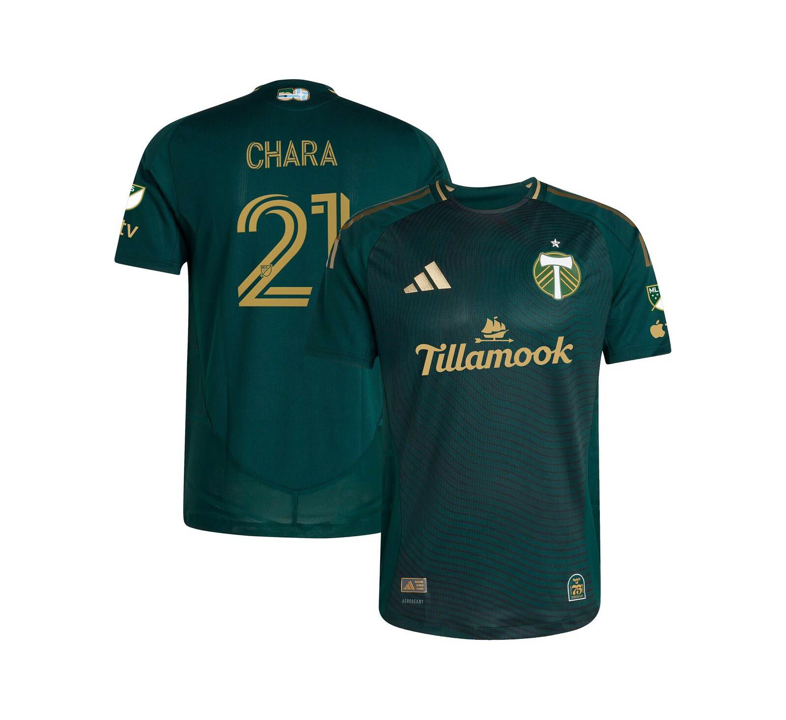 Adidas Men's Diego Chara Green Portland Timbers 2025 Forever Green Gold Authentic Player Jersey