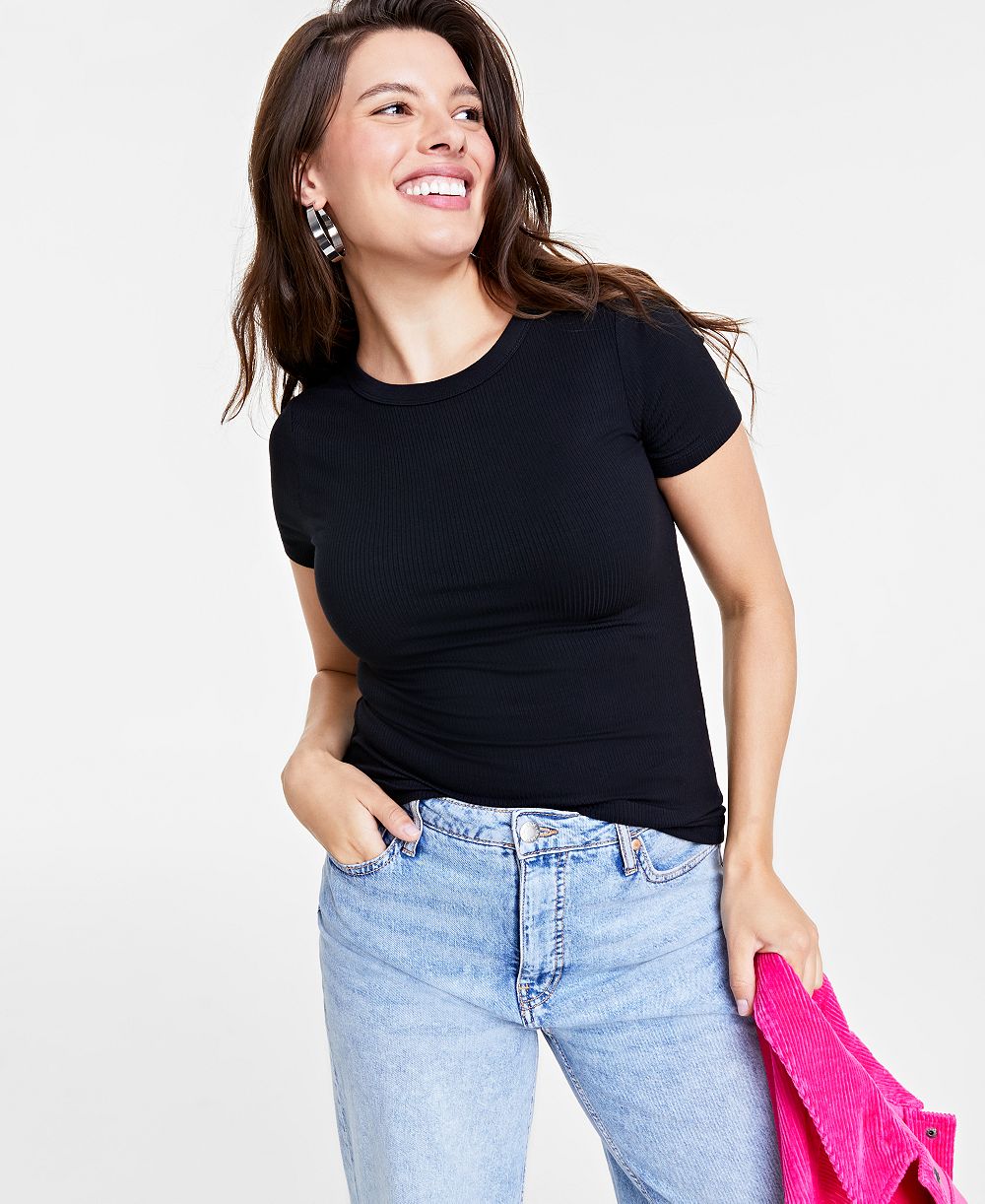On 34th Women’s Plus size Ribbed T-Shirt, Created for Macy’s