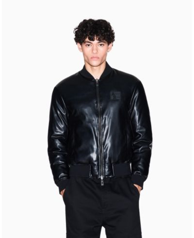 A|X Armani Exchange Men's Faux-Leather Bomber Jacket