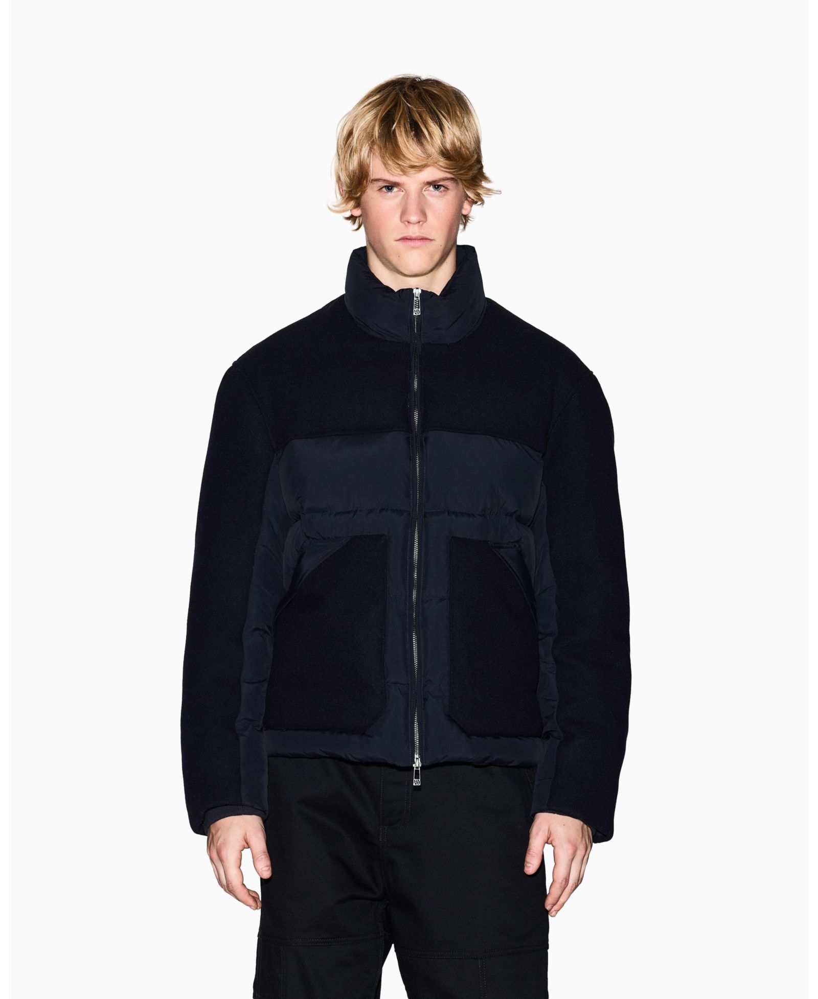 A|X Armani Exchange Men's Quilted Color Block Puffer Coat