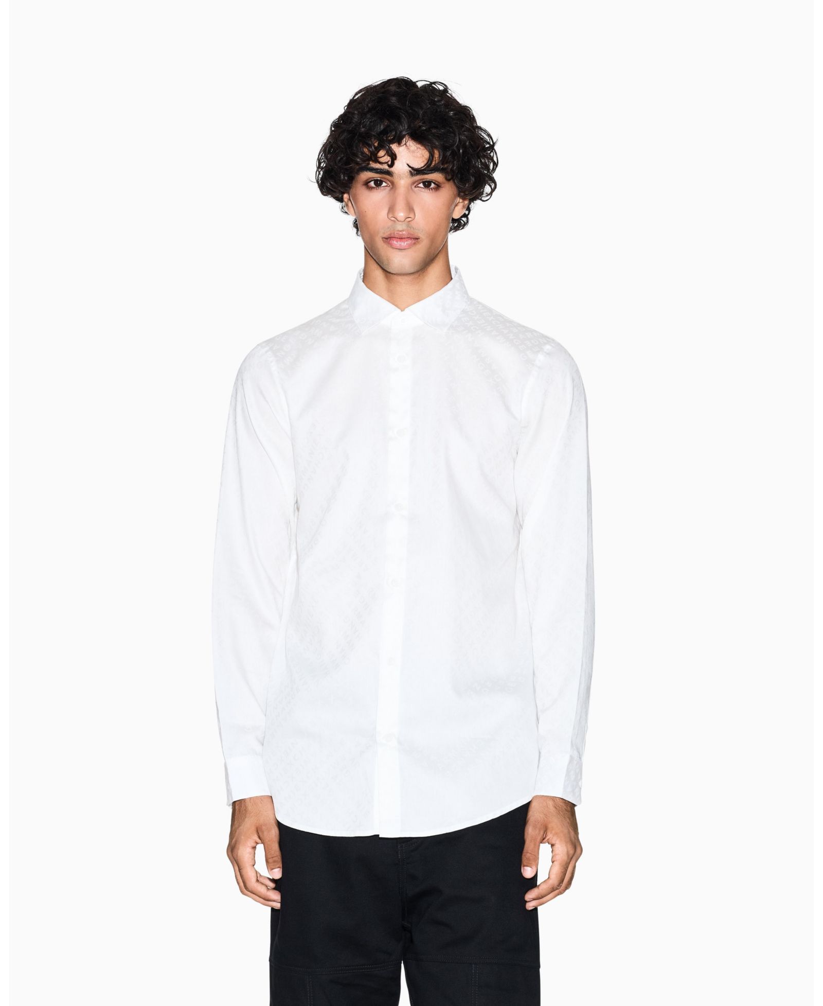 A|X Armani Exchange Men's Allover Logo Jacquard Woven Shirt