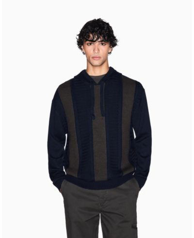 A|X Armani Exchange Men's Wool Color Block Hood Sweater