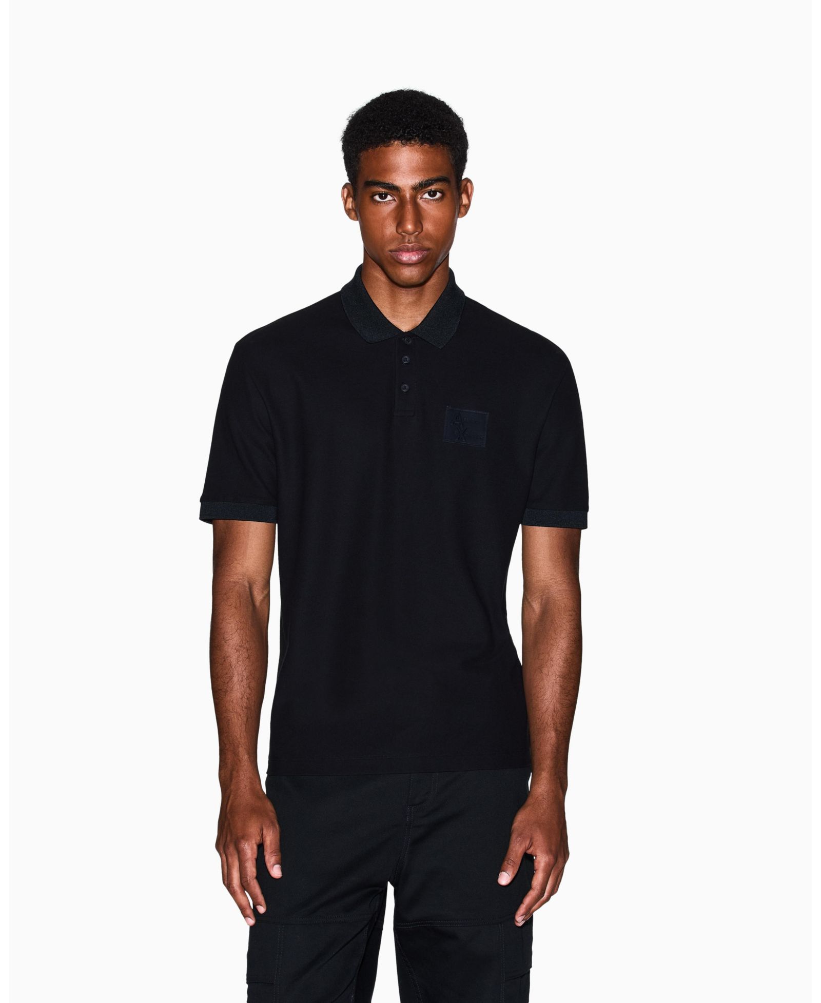 A|X Armani Exchange Men's AX Box Mercerized Cotton Pique Polo Shirt