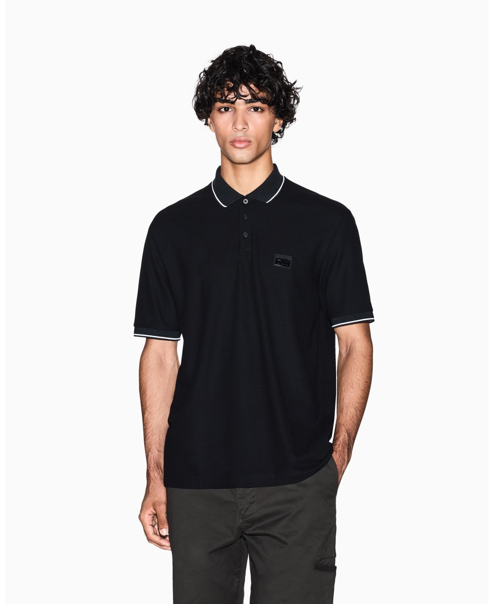 Мужская рубашка-поло A|X Armani Exchange Night Lab Short Sleeve Mercerized Cotton Pique