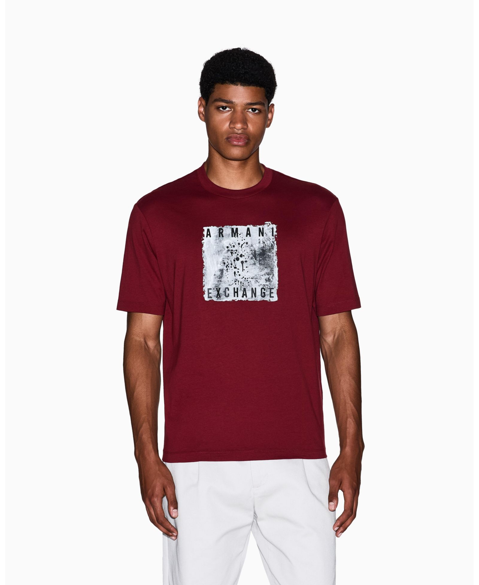 A|X Armani Exchange Men's Grid Box Splatter Graphic T-Shirt