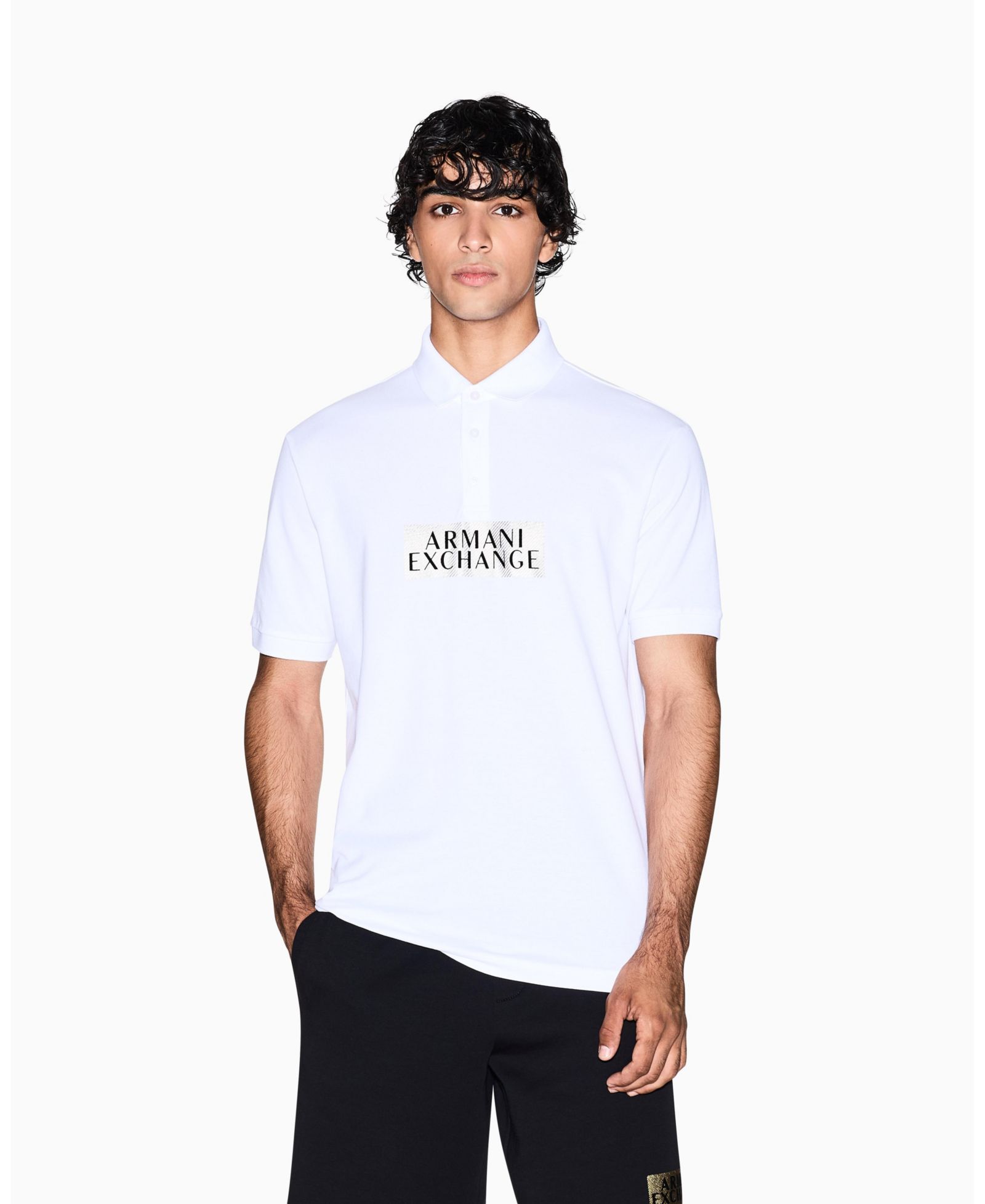 A|X Armani Exchange Men's Gold Logo Polo Shirt