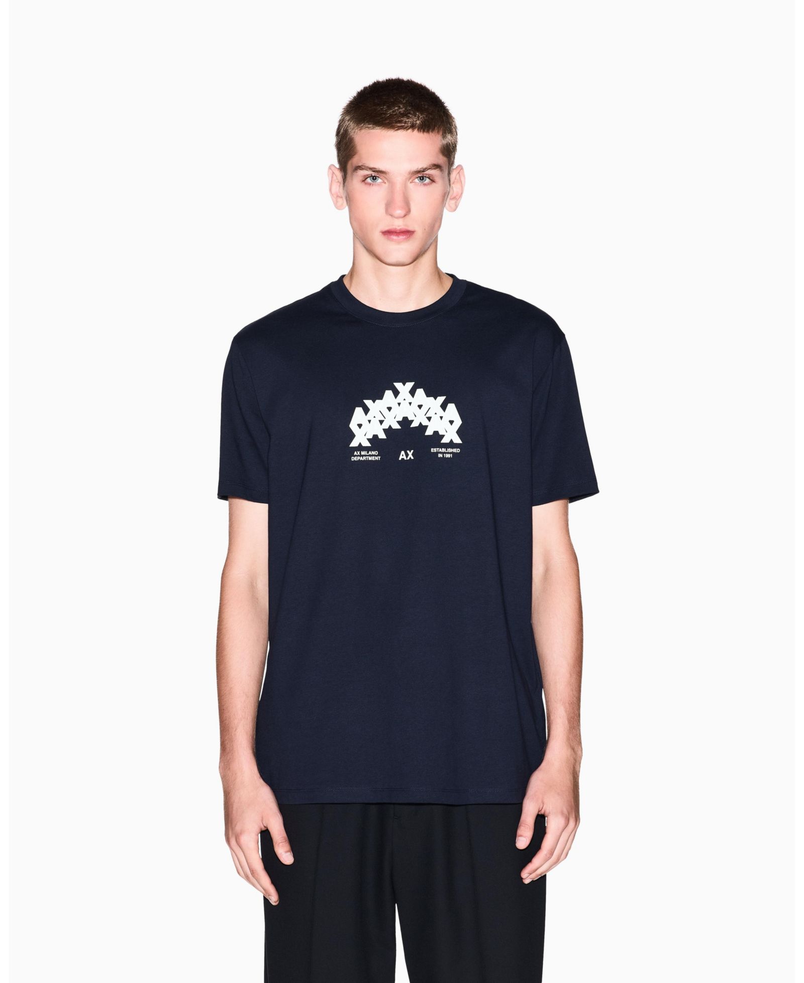Мужская футболка A|X Armani Exchange с логотипом AX и флокированием