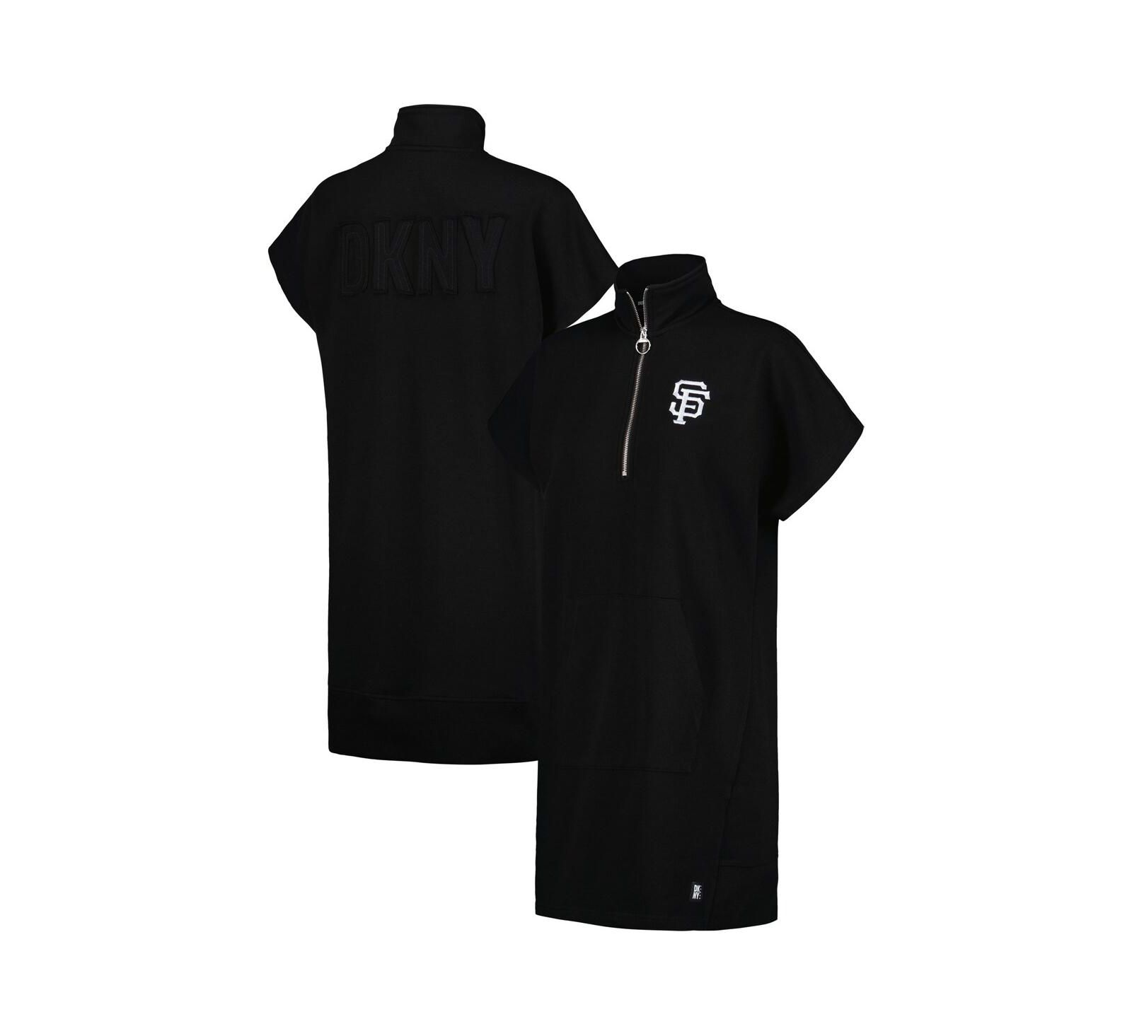 Женское платье DKNY Black San Francisco Giants Emily Quarter-Zip Sneaker Dress