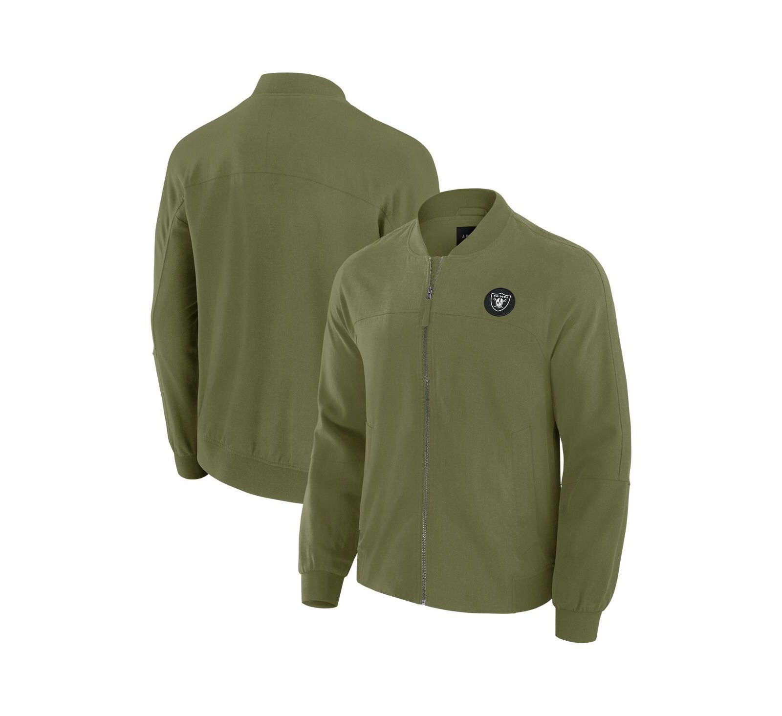 J. Palmer Men's Olive Las Vegas Raiders Lightweight Cover-4 Tri-Blend Full-Zip Jacket