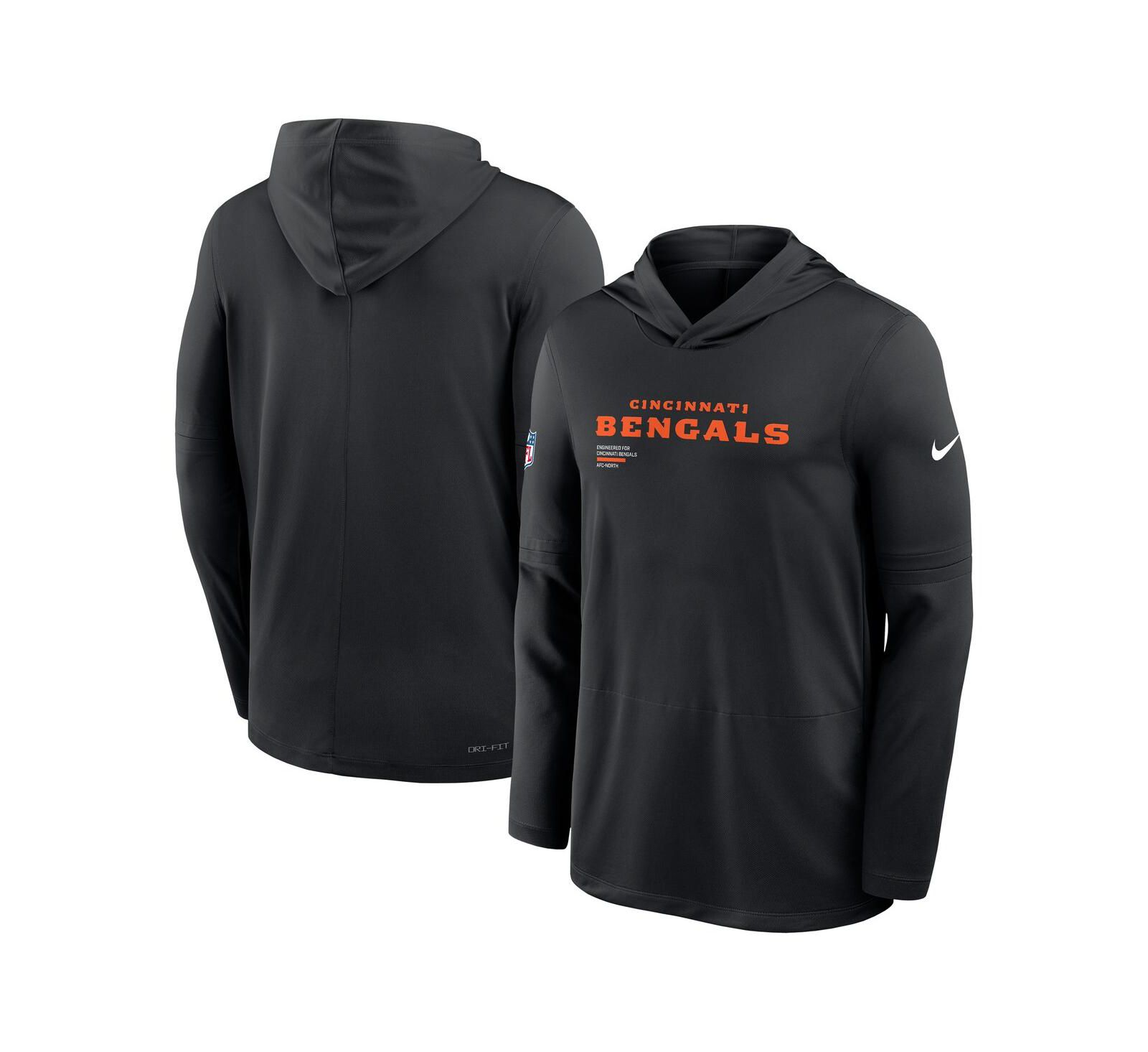 Nike Men's Black Cincinnati Bengals Big & Tall Sideline Performance Long Sleeve Hoodie T-Shirt
