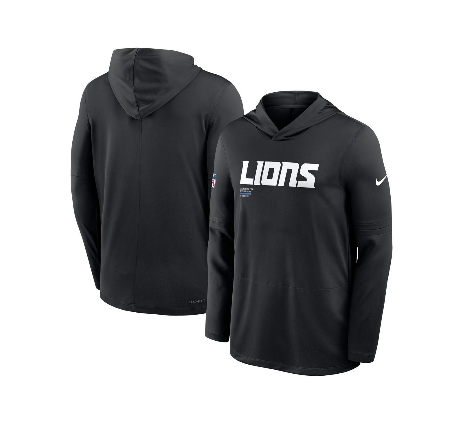 Nike Мужской черный лонгслив-худи Detroit Lions Big & Tall Sideline Performance