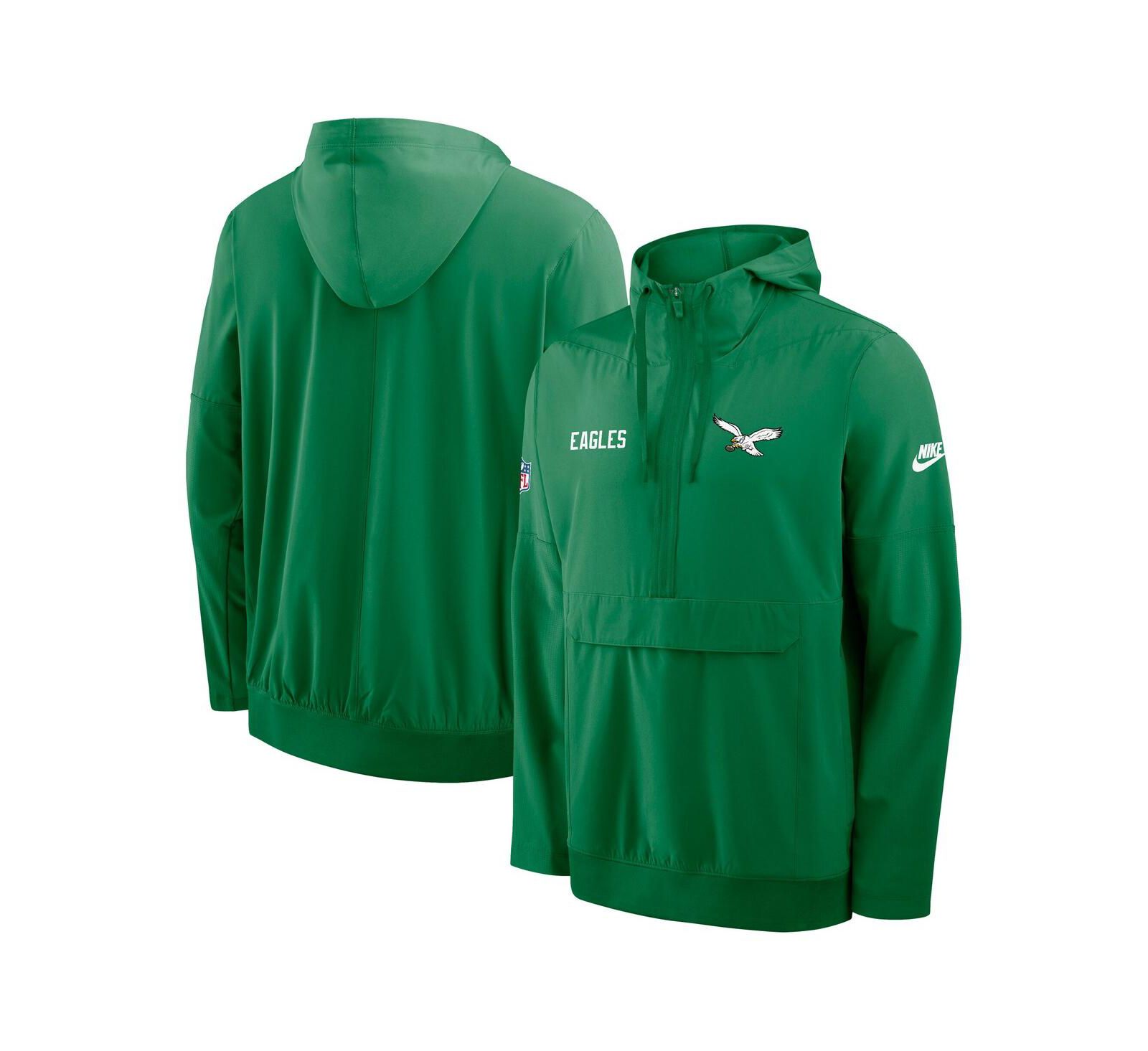 Nike Men's Kelly Green Philadelphia Eagles Sideline Alt Pack Anorak Half-Zip Hoodie Jacket