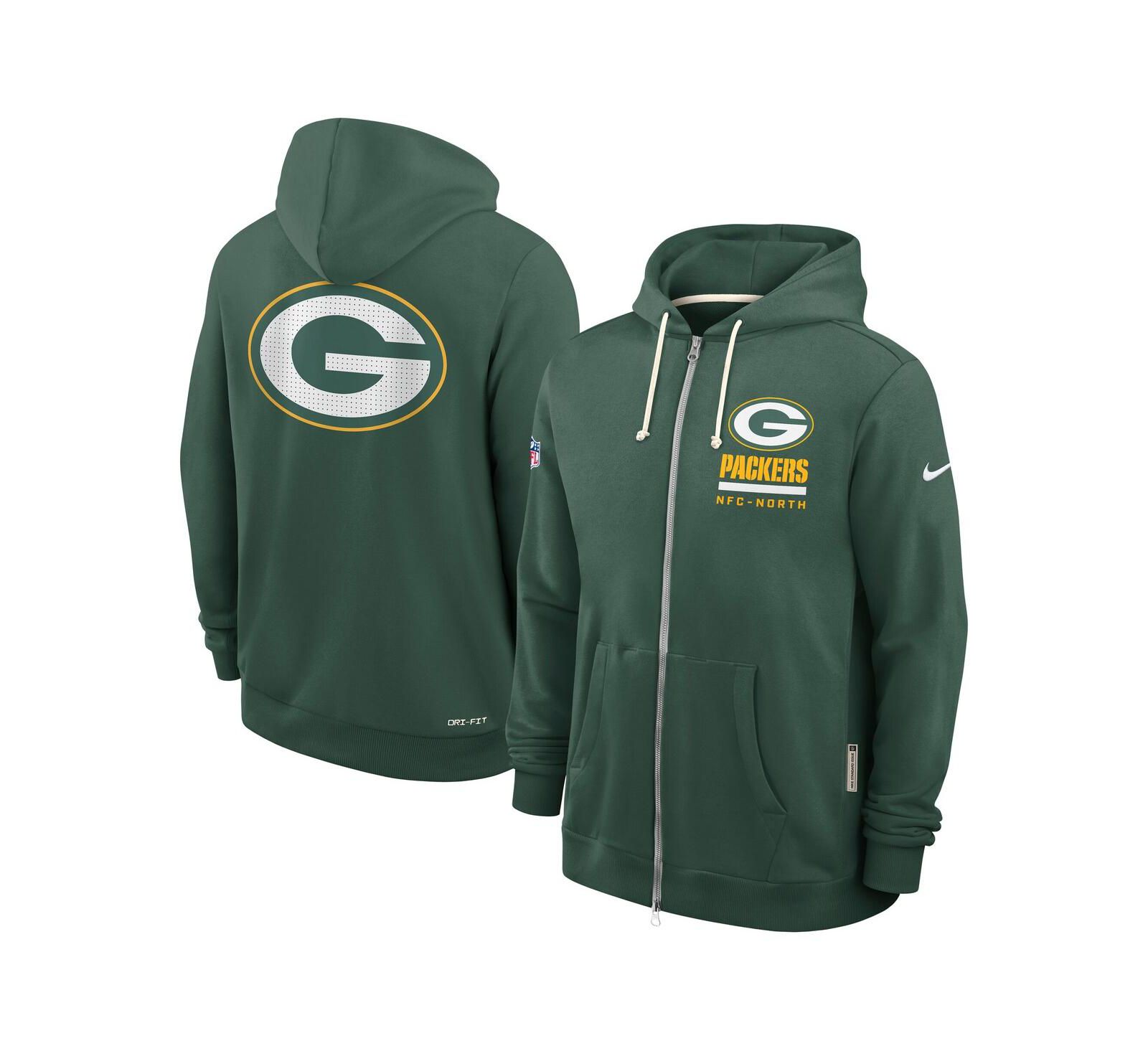 Nike Men's Green Green Bay Packers Sideline Utility Player Performance Full-Zip Hoodie