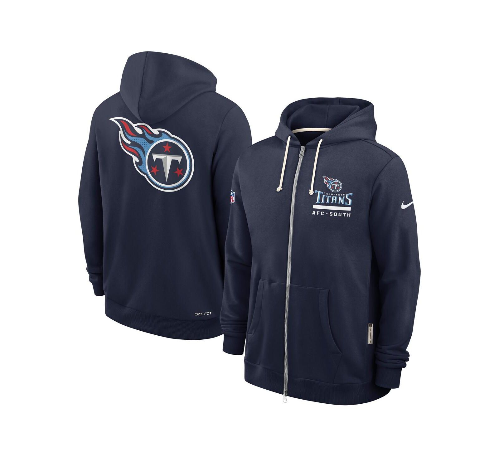 Nike Men's Navy Tennessee Titans Sideline Utility Player Performance Full-Zip Hoodie