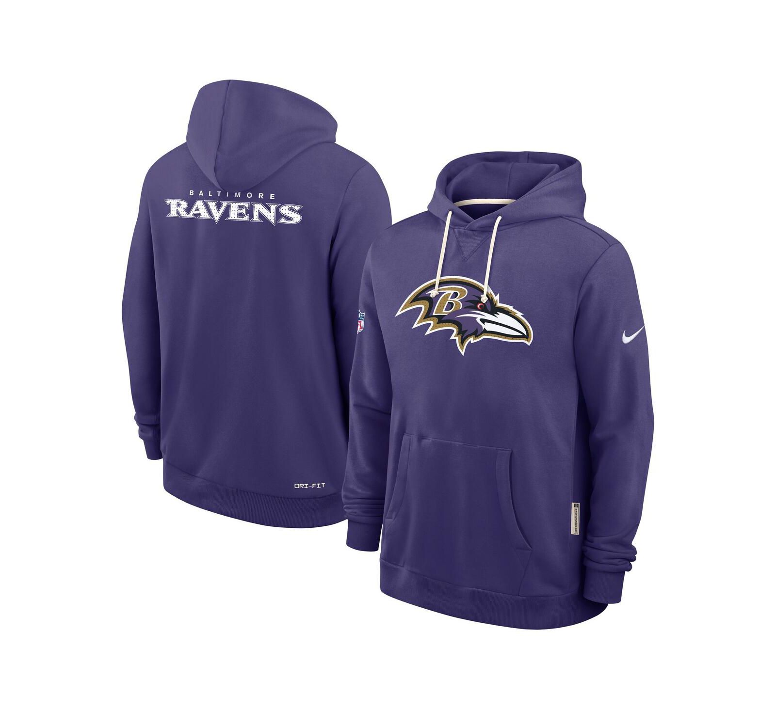 Мужское худи Nike Baltimore Ravens Sideline Performance с молнией, фиолетовое